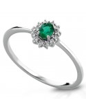 Lelune Diamonds Woman's Ring - in 18 carat White Gold with Diamonds and Emerald 0.16 carats - 0