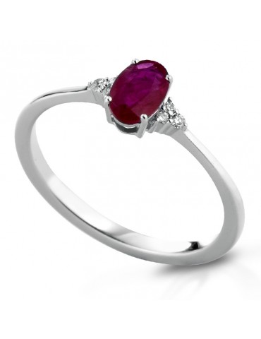 Lelune Diamonds Woman Ring - in 18k White Gold with Diamonds and Ruby 0.47 carats - 0