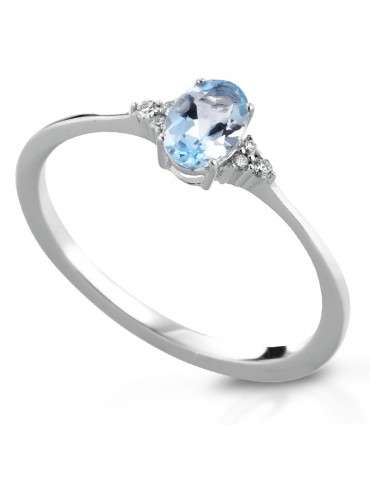 Lelune Diamonds Woman's Ring - in 18 carat White Gold with Diamonds and Aquamarine 0.38 carats - 0