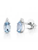Lelune Diamonds Woman Earrings - in 18 carat White Gold with Diamonds and 0.76 carat Aquamarine - 0