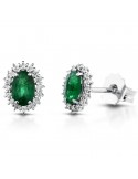 Lelune Diamonds Woman's Earrings - in 18 carat White Gold with Diamonds and Emeralds 0.73 carats - 0