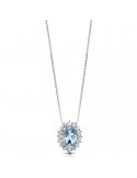 Pendente Lelune Diamonds Donna - in Oro Bianco 18 carati con Diamanti e Acquamarina 0,37 carati - 0