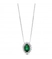 Lelune Diamonds Woman's Pendant - in 18k White Gold with Diamonds and 0.41 Carat Emerald - 0