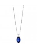 Lelune Diamonds Woman's Pendant - in 18 carat White Gold with Diamonds and 0.47 carat Sapphire - 0