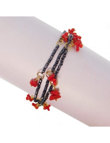 Rajola Woman's Bracelet - Nara with Blue Spinel and Red Coral - 0