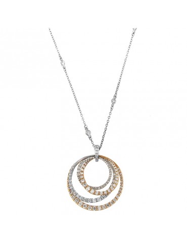 Davite & Delucchi Woman's Necklace - Pendants in White Gold and Rose Gold with Diamonds - 0