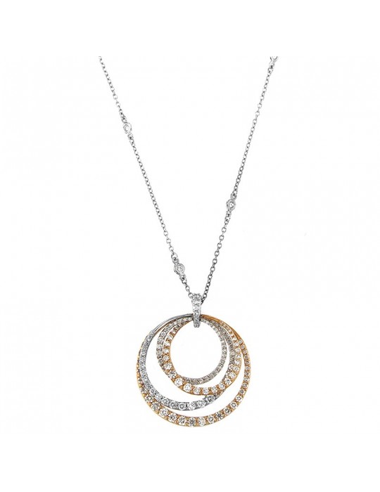 Davite & Delucchi Woman's Necklace - Pendants in White Gold and Rose Gold with Diamonds - 0