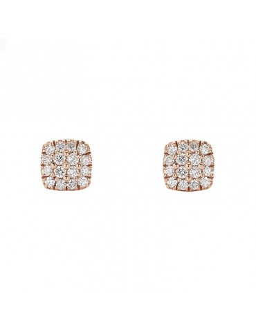 Buonocore Woman's Earrings - Rose Gold Button with Diamonds - 0