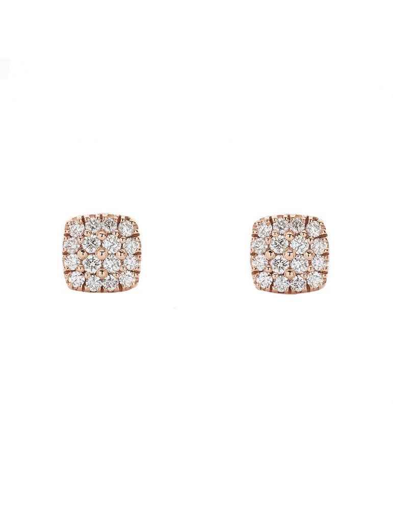 Orecchini Buonocore Donna - in Oro Rosa a Bottone con Diamanti - 0
