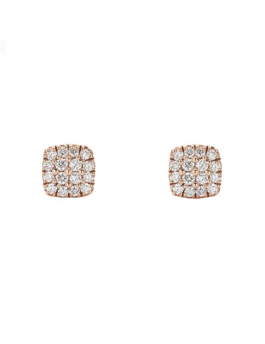Buonocore Woman's Earrings - Rose Gold Button with Diamonds - 0