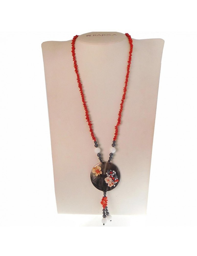 Collana Rajola Donna - Poesia - Corallo Rosso Ematite - Cammeo -544602