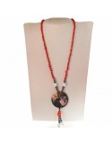 Rajola Woman's Necklace - Poetry with Red Coral Hematite and Cameo - 0