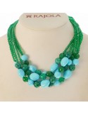Rajola Woman's Necklace - Bloom with Green Agate and Turquoise Paste - 0