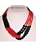 Collana Rajola Donna - Link - Corallo Rosso - Onice Nero - 544591X1