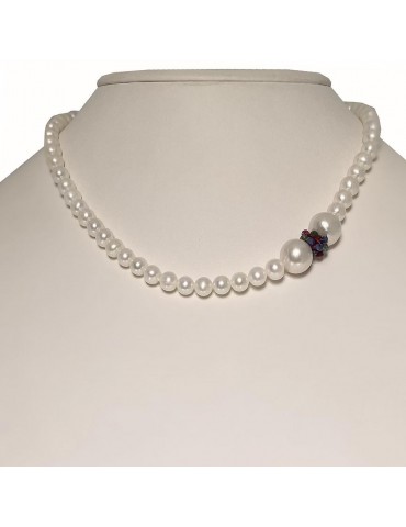 Rajola Woman's Necklace - Charlotte with Pearls, Sapphires, Emeralds and Rubies - 0