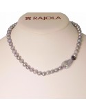Rajola Woman's Necklace - Charlotte with Hematite Gray Pearls and Mother of Pearl - 0