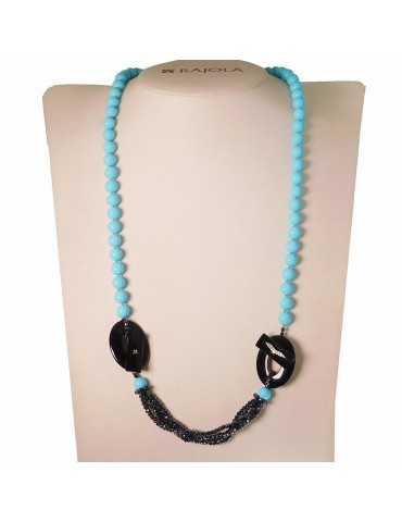 Rajola Woman's Necklace - Buckle with Turquoise Paste and Blue Spinels - 0