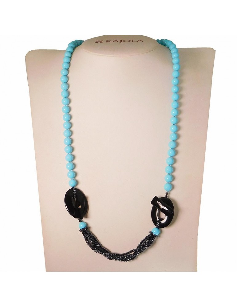 Rajola Woman's Necklace - Buckle with Turquoise Paste and Blue Spinels - 0