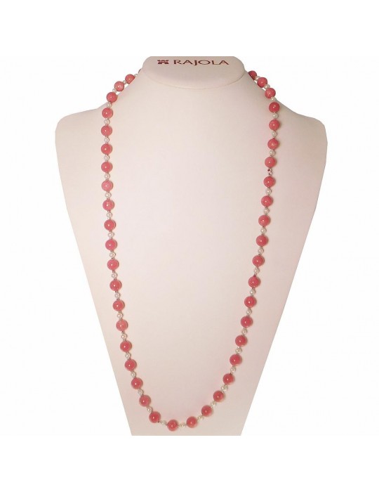 Rajola Woman's Necklace - Cecilia with Thulite and Biwa Pearls - 0