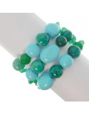 Rajola Woman's Bracelet - Bloom with Green Agate and Turquoise Paste - 0