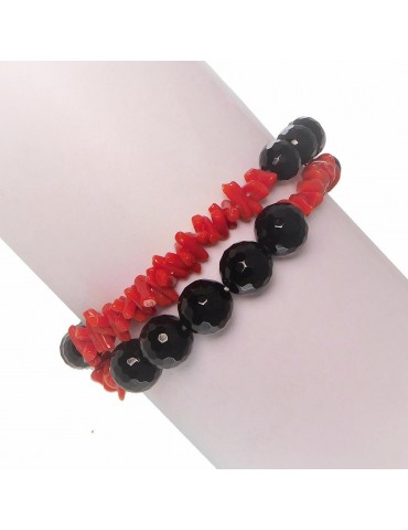 Bracciale Rajola Donna - Link - Corallo Rosso - Onice Nero - 54459118X