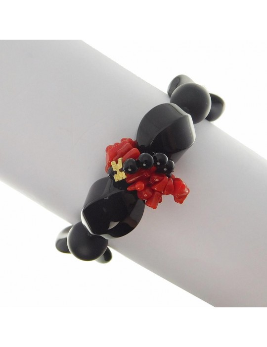 Bracciale Rajola - Odessa - Corallo Rosso - Onice Nero - 45408618