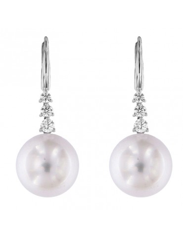 Crivelli Pearl's Earrings - Australian South Sea in White Gold with Diamonds - 0