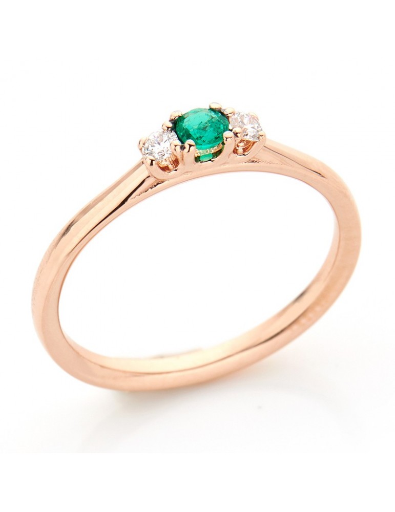 Anello Buonocore Trilogy con Diamanti e Smeraldo da Donna - 0