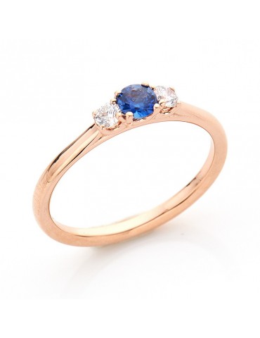 Buonocore Women's Trilogy Ring with Diamonds and Sapphire - 0