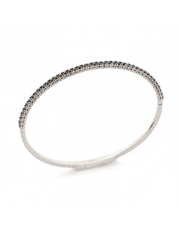 Buonocore Woman's Tennis Bracelet - in White Gold with Black Diamonds - 0