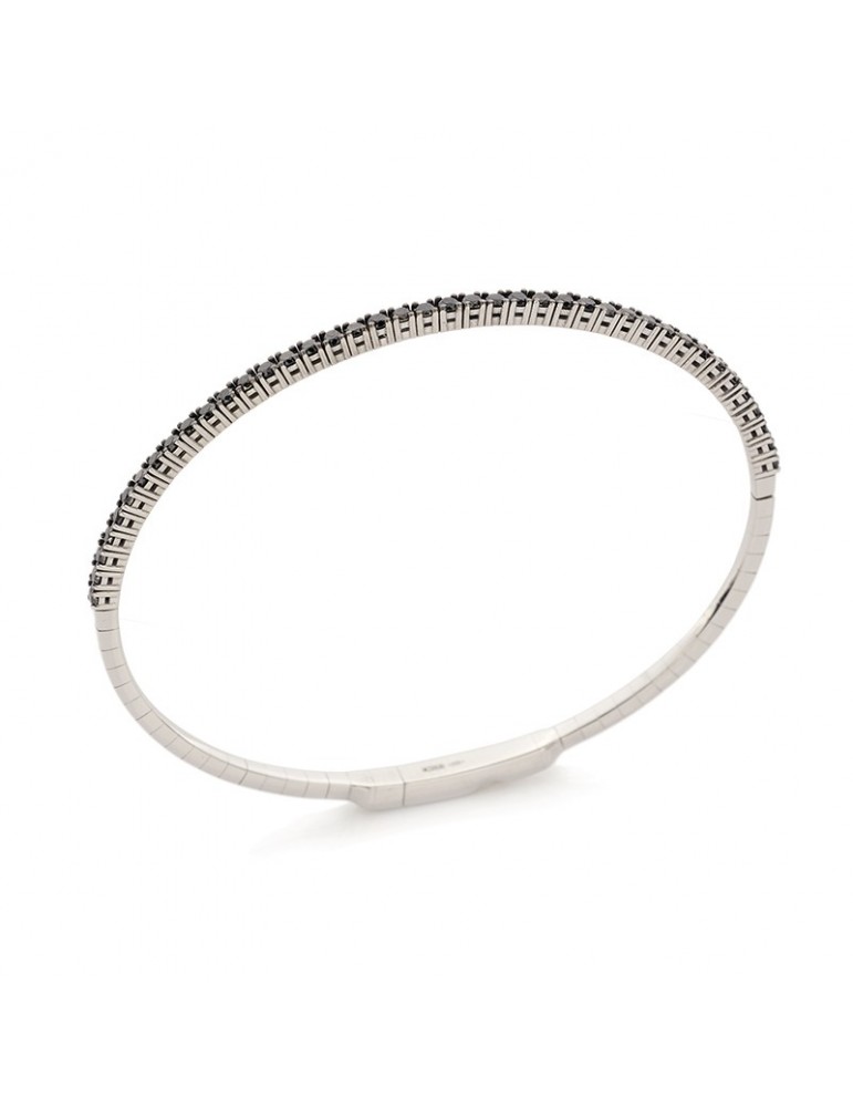 Buonocore Woman's Tennis Bracelet - in White Gold with Black Diamonds - 0