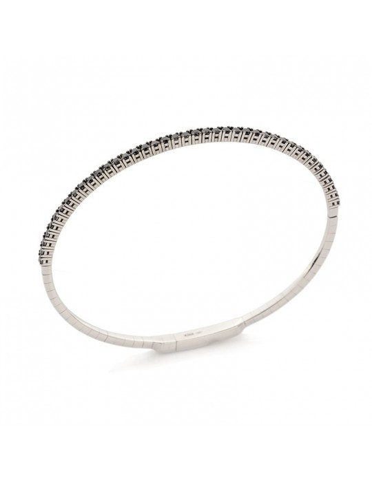 Buonocore Woman's Tennis Bracelet - in White Gold with Black Diamonds - 0