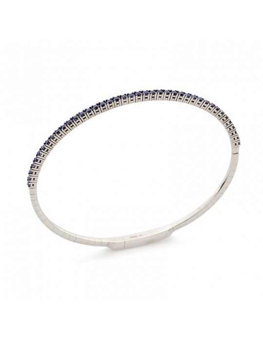Buonocore Woman's Tennis Bracelet - in White Gold with Blue Sapphires - 0