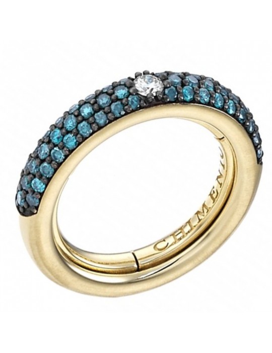 Chimento Woman's Ring - Forever Stack Me Demi Pavè in 18K Yellow Gold with Blue and White Diamonds - 0