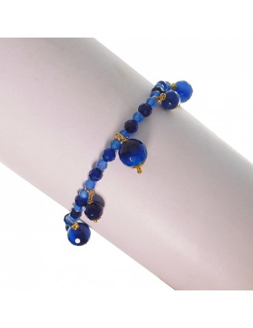 Bracciale Rajola - Oxford - Agata Blu - Argento 925% Dorato - 45391318