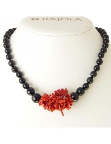 Collana Rajola Donna - Aloha con Onice Nero e Corallo Rosso - 0