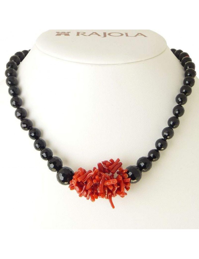 Collana Rajola Donna - Aloha con Onice Nero e Corallo Rosso - 0