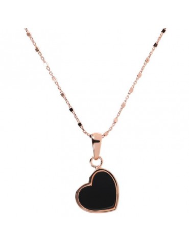Bronzallure Woman's Necklace - Alba with Mini Black Onyx Heart Pendant - 0
