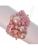 Rajola Woman's Bracelet - Flash with Strawberry Quartz and Biwa Pearls - 0