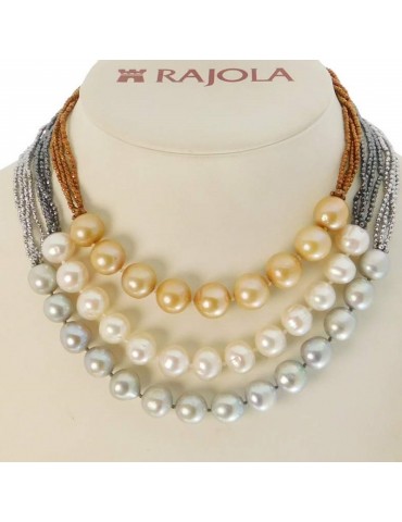 Rajola Diva Women's necklace with Biwa Pearls and Hematite - 0