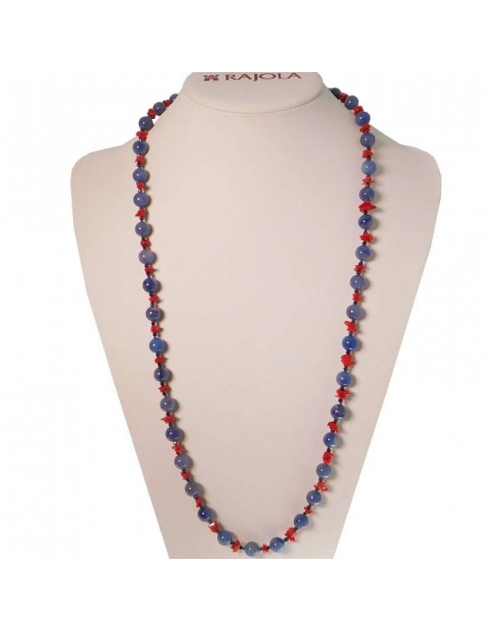 Collana Rajola Donna - Cecilia con Quarzo Blu Spinello Blu e Corallo Rosso - 0