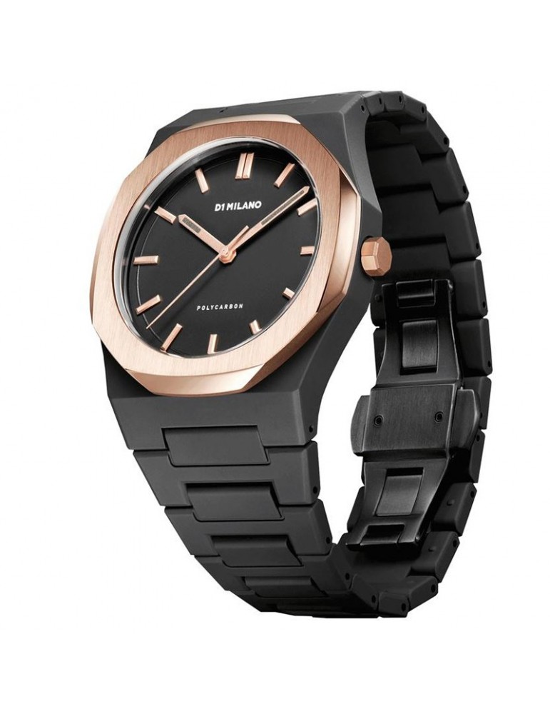 D1 Milano Man's Watch - Polycarbon Gloaming 40.5mm Black and Rose Gold - 0