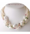 Rajola Women's Bloom Necklace with Baroque Pearls and Stones - 0