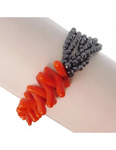 Bracciale Rajola Armonia con Corallo di Sciacca ed Ematite da Donna - 0