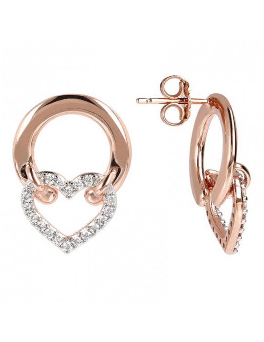 Bronzallure Woman's Earrings - Very High with Stirrup and Heart in Cubic Zirconia - 0