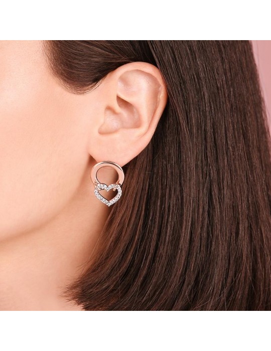 Bronzallure Woman's Earrings - Very High with Stirrup and Heart in Cubic Zirconia - 0