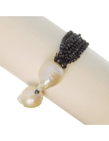 Bracciale Rajola Donna - Armonia con Perle Barocche e Spinelli Neri - 0