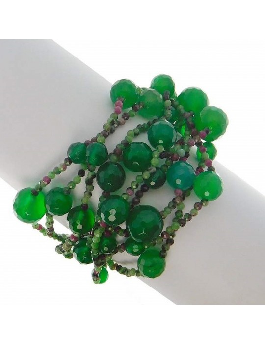 Bracciale Rajola Bollicine con Agata Verde e Madreperla da Donna - 0
