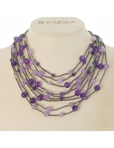 Collana Rajola Bollicine con Ametista e Madreperla da Donna - 0