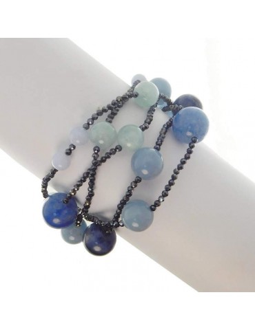 Rajola Woman's Bracelet - Bollicine with Aquamarine and Mother of Pearl - 0